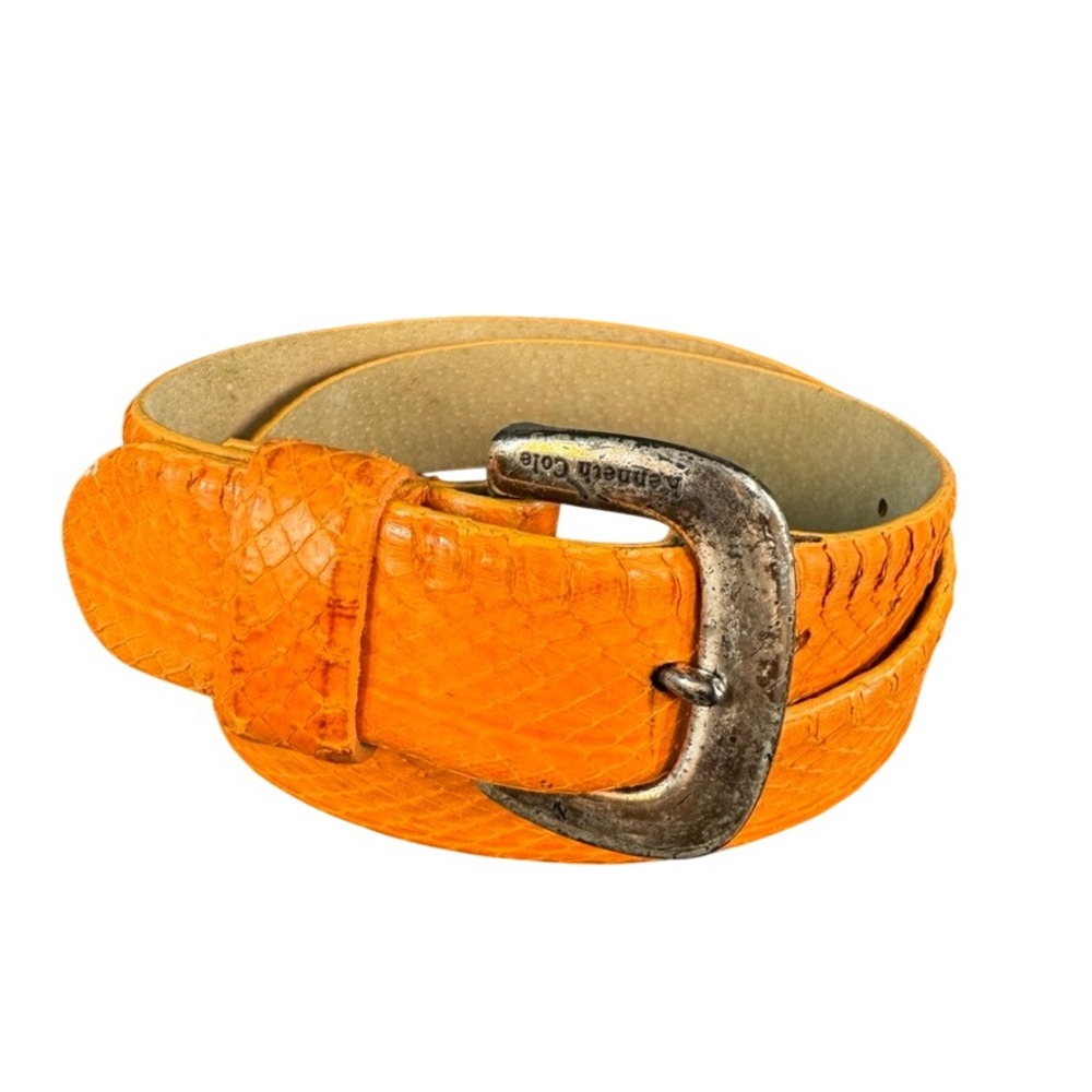 Kenneth Cole New York Orange Genuine Snake Skin Belt Mens Medium K3380